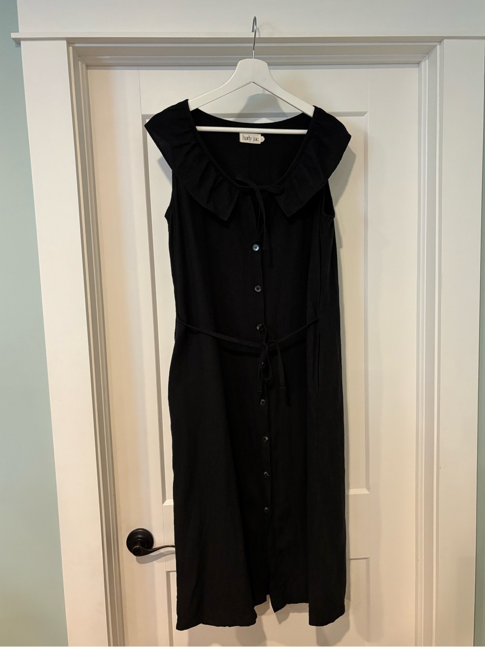 Harly Jae Etoile Dress Black Button-Front Midi Dress with Ruffled Collar - Picture 13 of 15